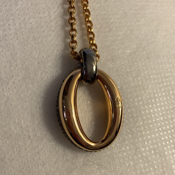 Vintage Swarovski Crystal Rose Gold Plated Oval Drop Belcher Chain Pendant Set - Picture 5 of 15